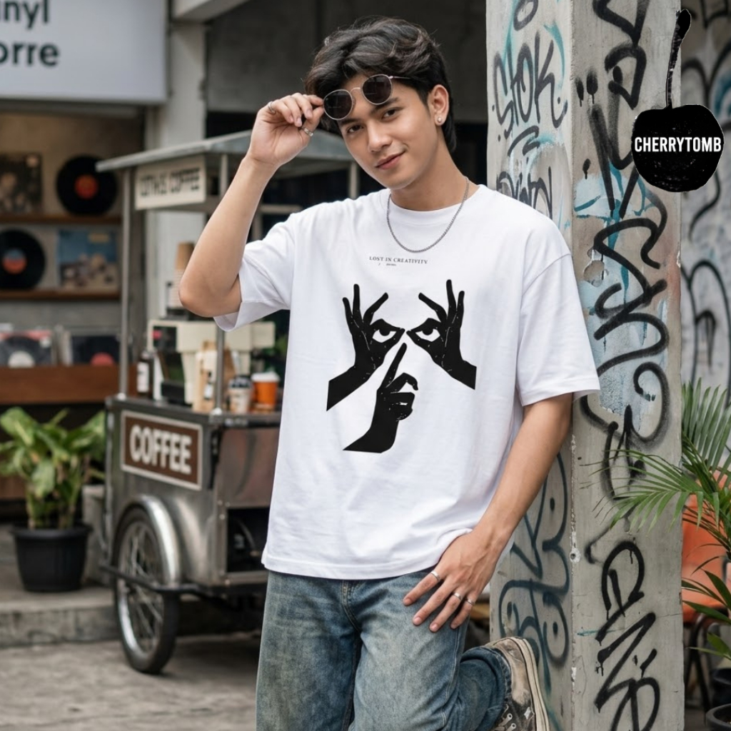 Cherrytomb T-Shirt Kaos Design Unik Aesthetic Lost in Creativity Custom Design