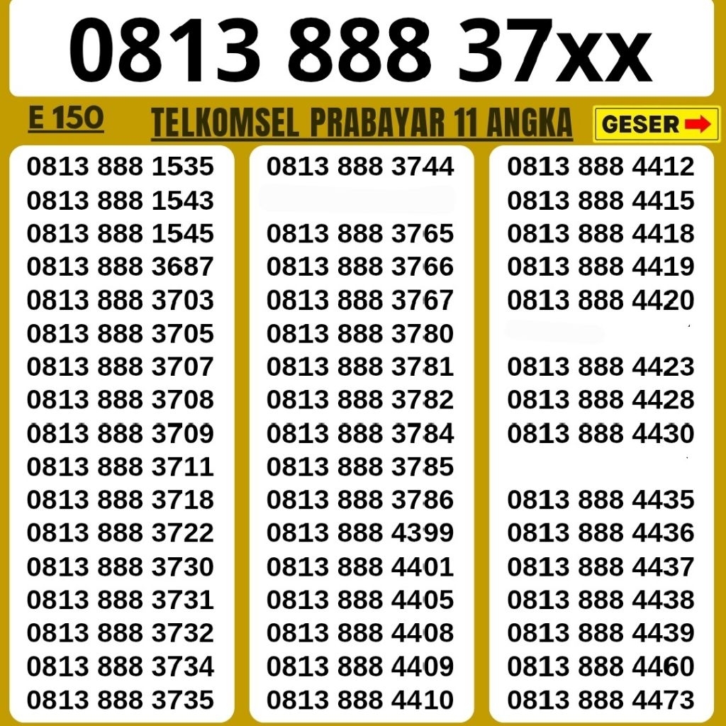 11 Digit Bonus Kuota 3gb Nomor Cantik Telkomsel Hoki 888 Kartu Perdana Telkomsel Tsel Red Telkomsel 