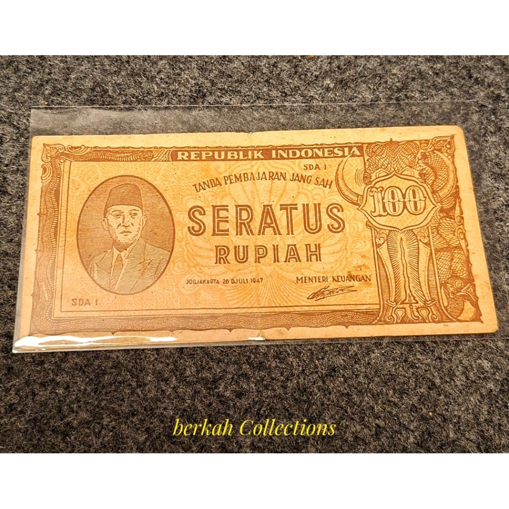 100 rupiah seri sukarno ori tahun 1947
