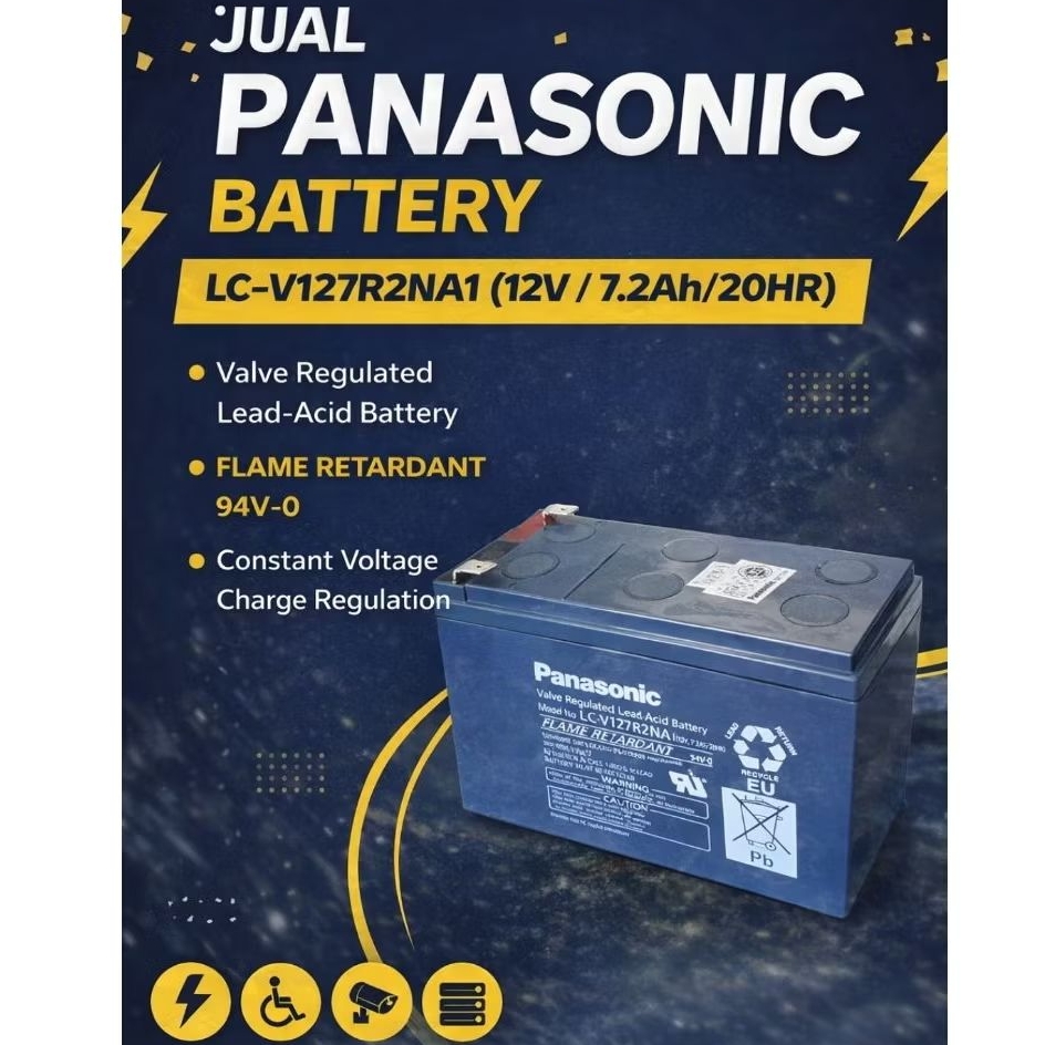 Baterai Aki UPS original panasonic 12v 7,2ah Bergaransi