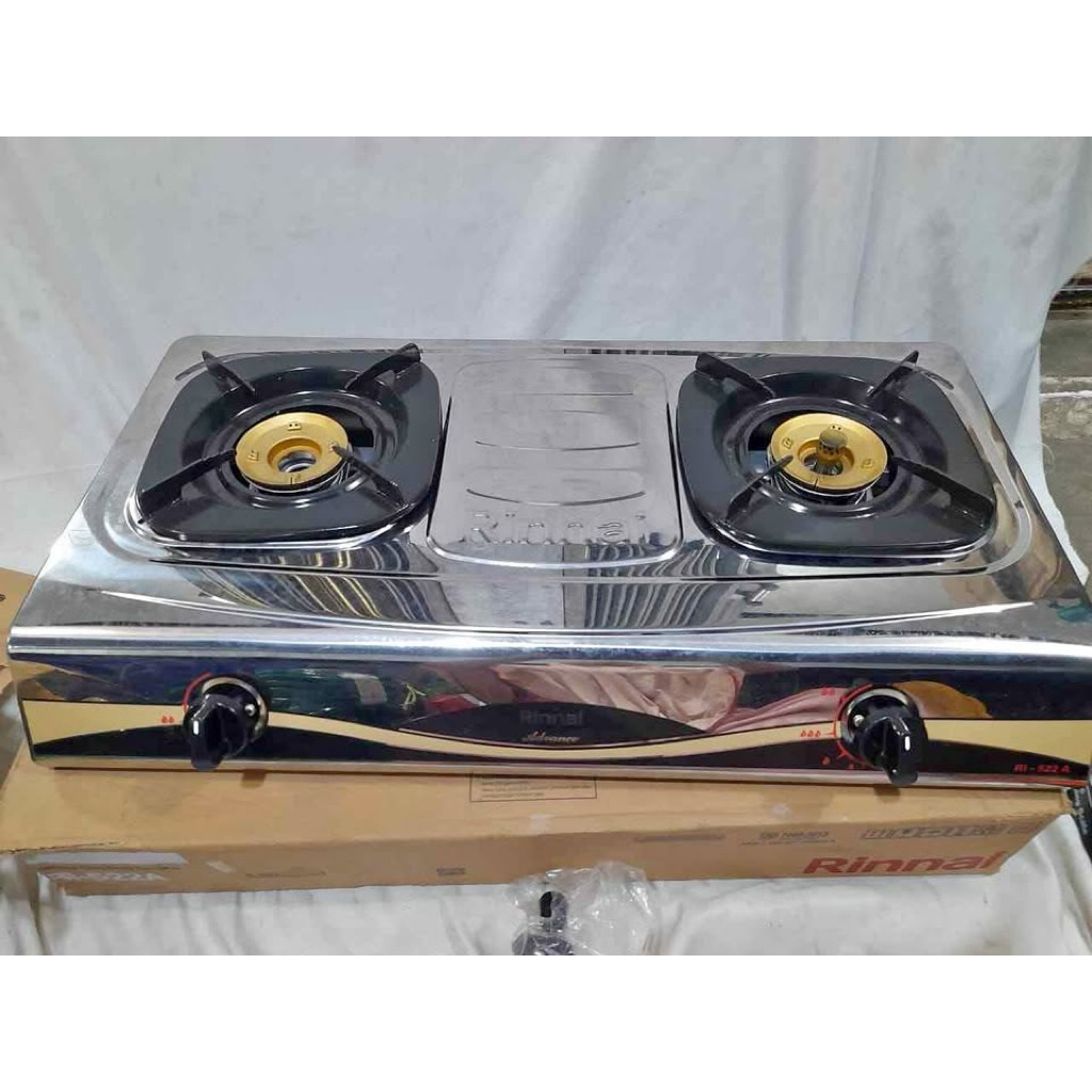 kompor gas rinnai stainless 2 tungku RI-522A/ kompor gas stainless terbaru /kompor gas stainless 2 t