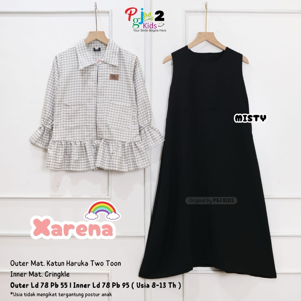 RAVIKA Set Dress – Gamis Lebaran Tanggung Anak Perempuan (Usia 8-13) – Outer Mat Rayon Katun Haruka 