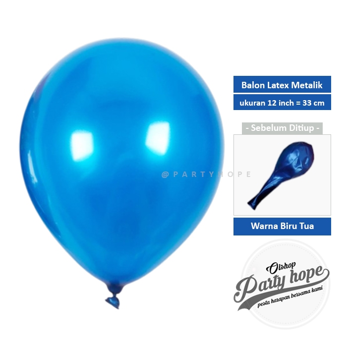 Balon Metalik Biru Tua / Balon Latex Dekorasi Warna Biru Tua / Balon metalik 12 Inch