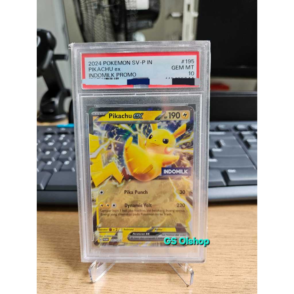POKEMON PIKACHU IND PIKACHU EX INDOMILK PROMO PSA 10 ( SLAB MULUS )  ( VERY RARE )