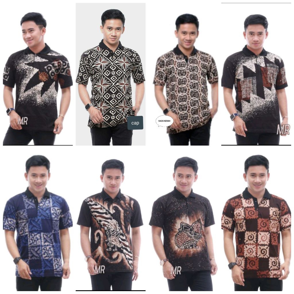 Kaos Batik Cap Kerah Pria Lengan Pendek Terbaru