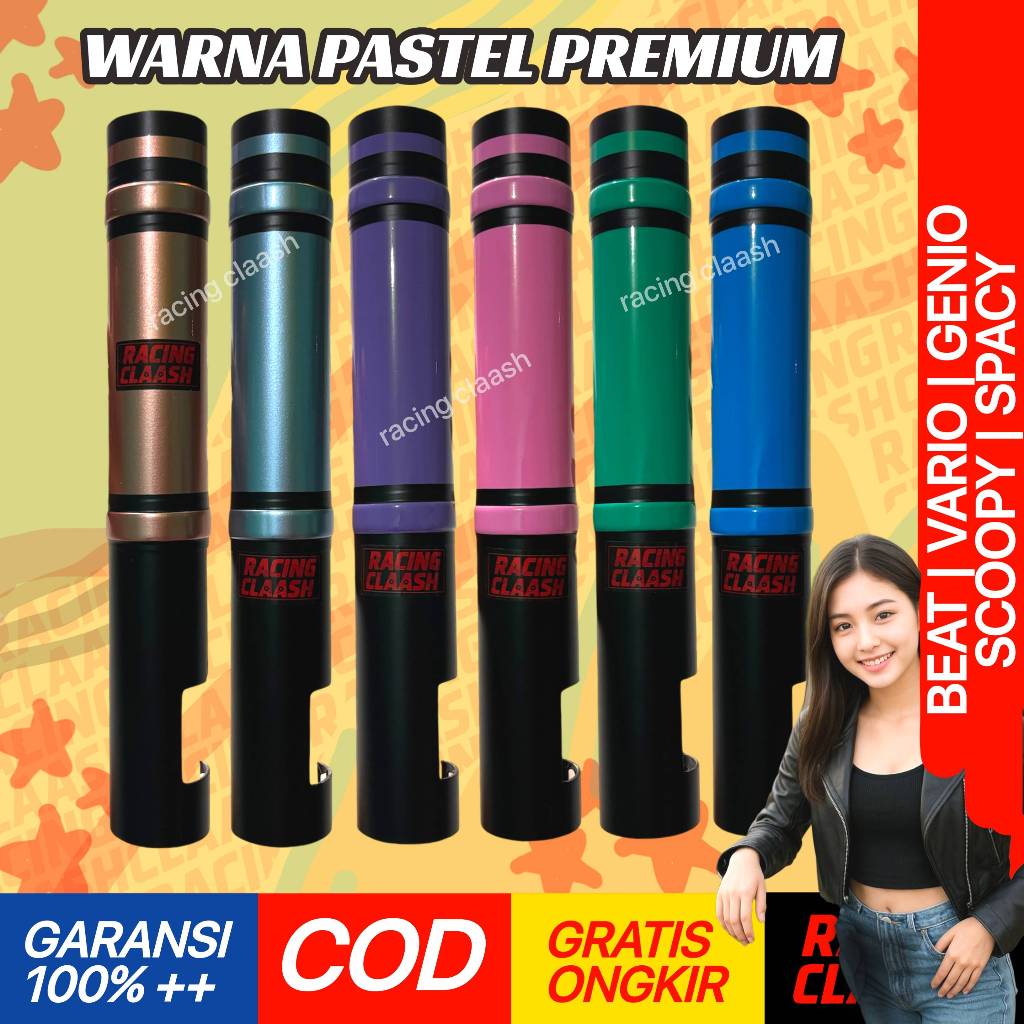 Racing Claash Cover Shock Depan Beat Vario Scoopy Spacy Genio Warna Pastel Ungu Taro Rose Gold Light