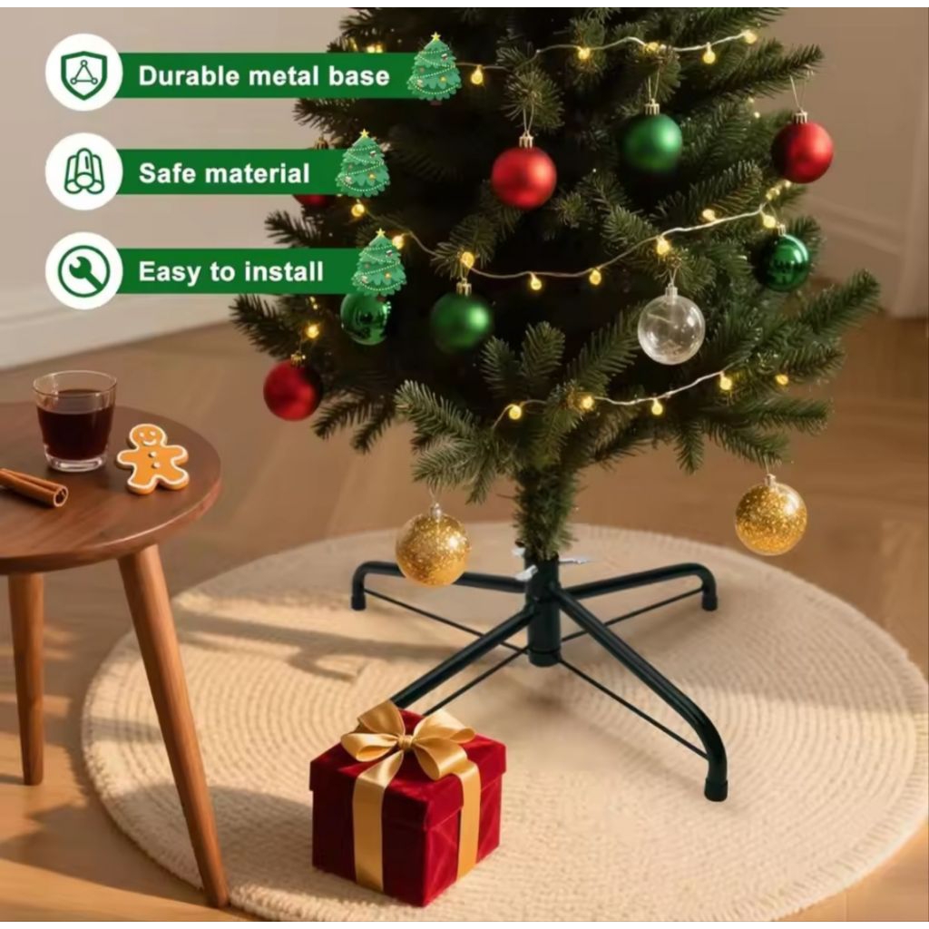 45/50Cm Dudukan Dasar Pohon Natal Braket Besi Lipat Penyangga Bawah Pohon Natal Dekorasi Natal Alas 