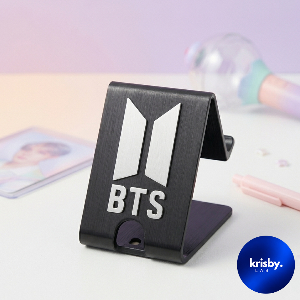 Stand HP BTS Logo Phone Holder | Dudukan HP 3D Print | Aksesoris Meja Kpop | Phone Stand Anti Slip |