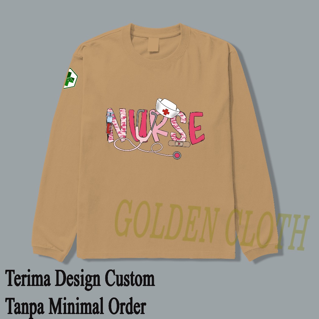 Baju Kaos Wanita Nurse Perawat Puskesmas Lengan Panjang