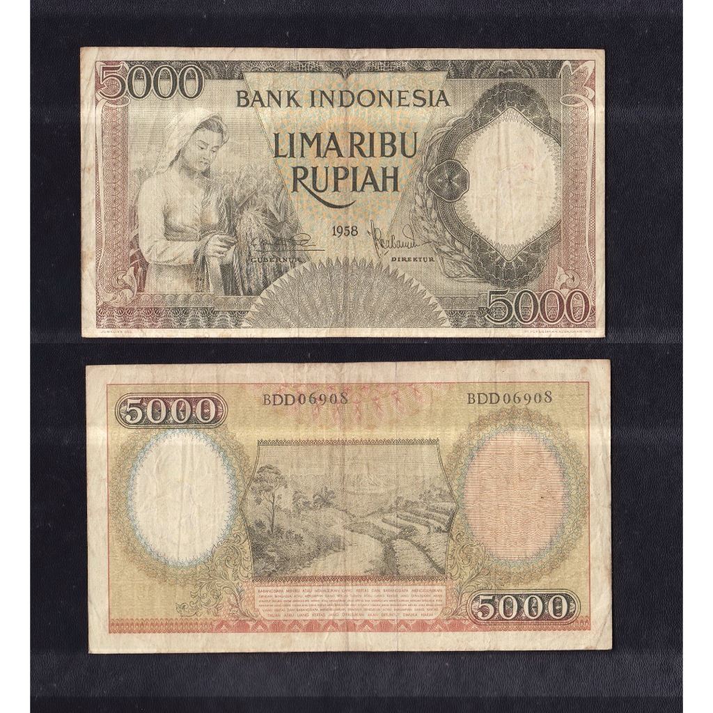Uang kuno 5000 rupiah  tahun 1958 #seri Pekerja-1