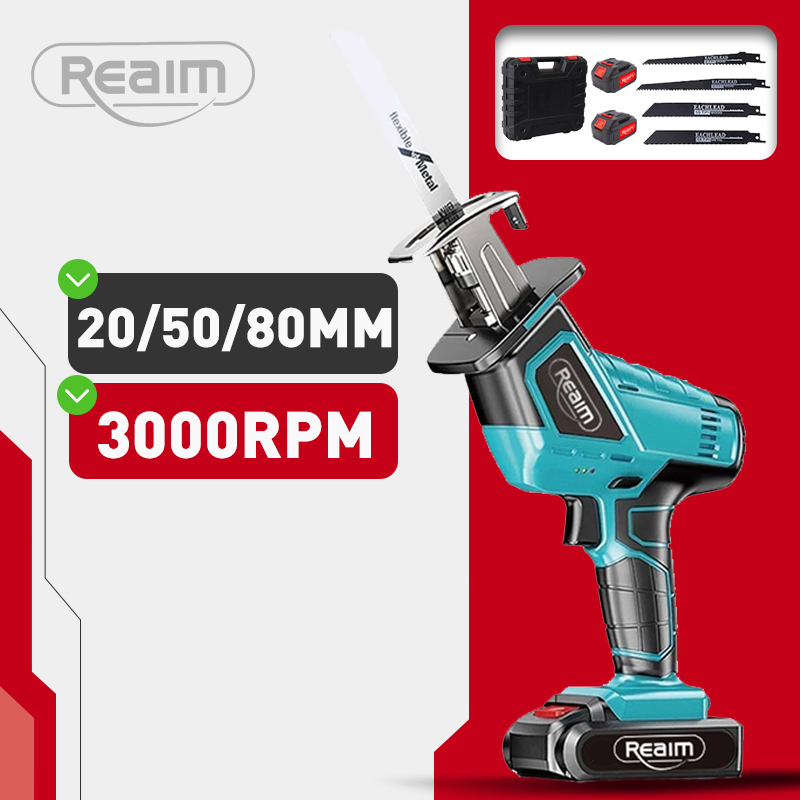 Reaim 298V Mesin Bor Cordless Impact Drill, Baterai Li-ion 20Ah, Tas Koper Tahan Guncangan