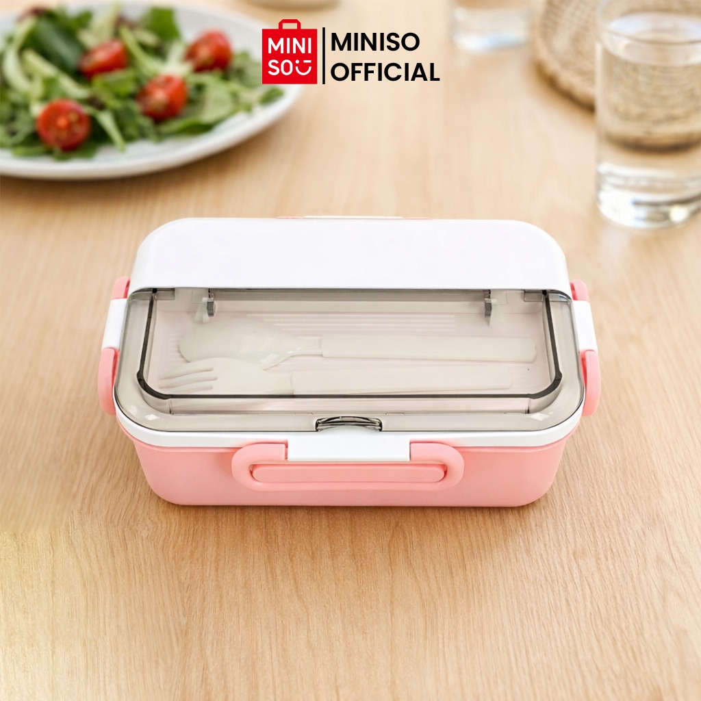 Miniso X Lunch Box Kotak Makan Bento 4 Grid Double Layer 1500mL Tahan Panas Dan Anti Tumpah Degan Ga