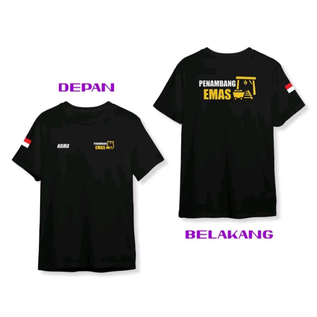 KAOS PENAMBANG EMAS FREE NAMA MOTIF KUNING PUTIH
