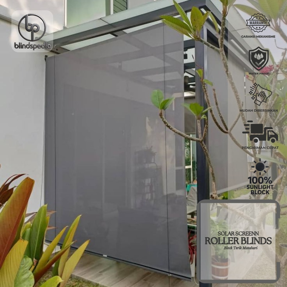 Tirai Solar Screen Headrail - Tirai Outdoor/Indoor UV Protection Tahan Panas Tahan Air