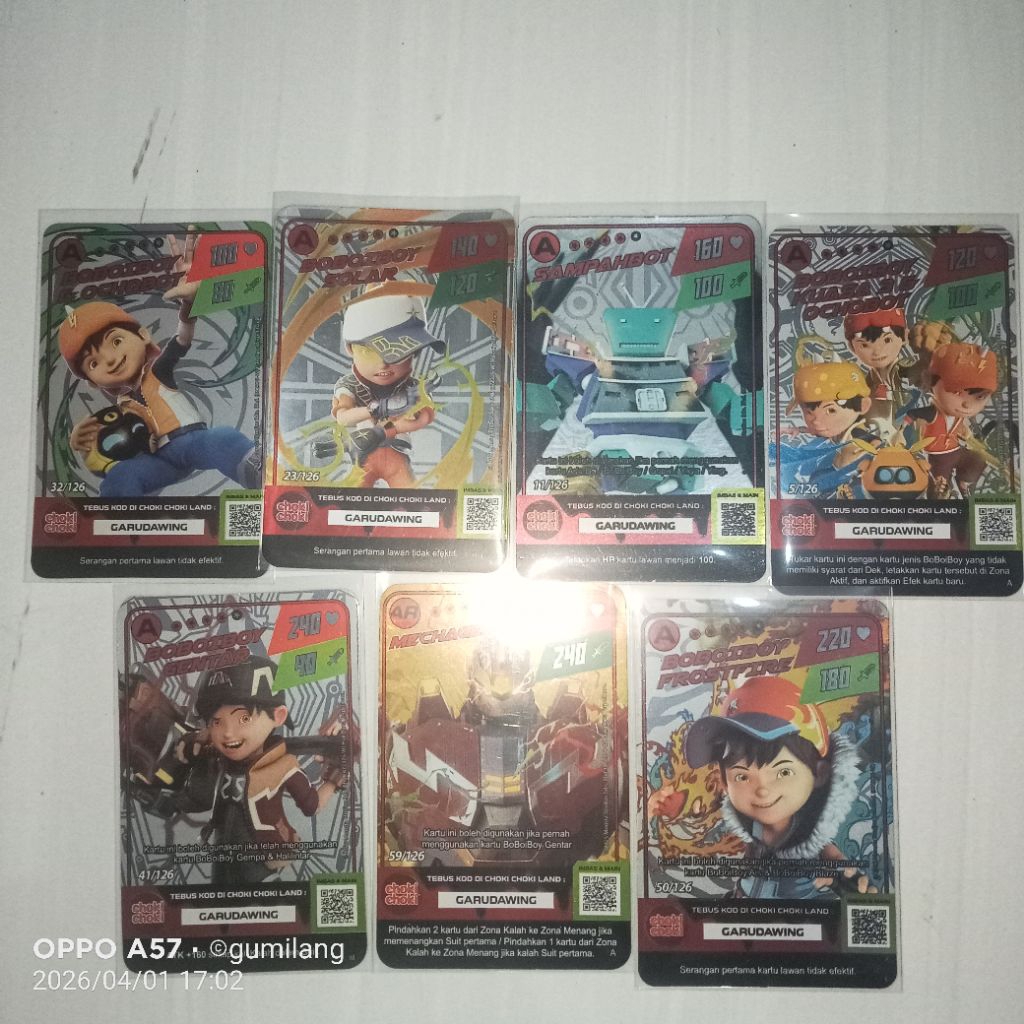 kartu choki-choki BoBoiBoy foil hologram season 2  | monsta galaxy card | kartu choki-choki emas gol