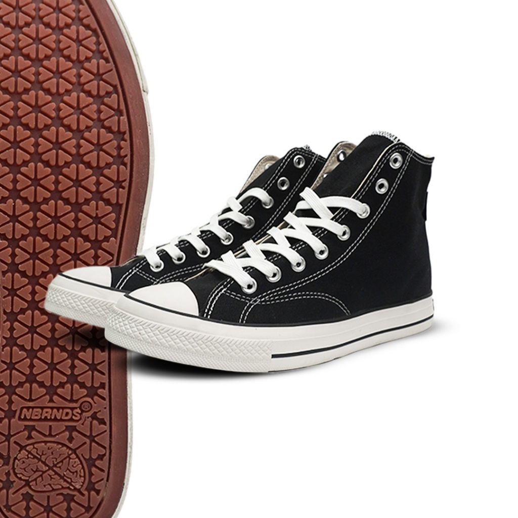 SEPATU NOBRANDS FOOTWEAR TPS BLACK WHITE HIGH BW SNEAKERS CANVAS SHOES PRIA WANITA