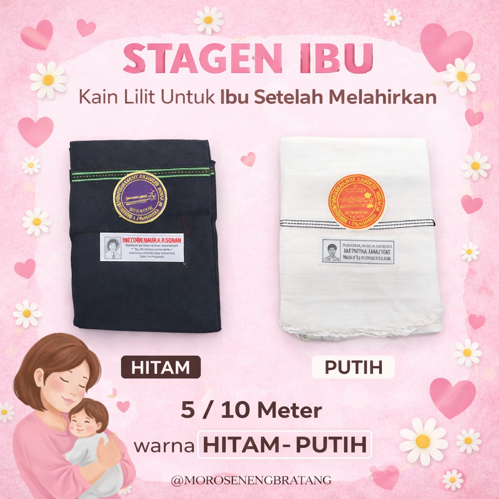 Stagen Ibu / Kain Lilit Untuk Ibu Setelah Melahirkan 5 / 10 Meter warna HITAM - PUTIH