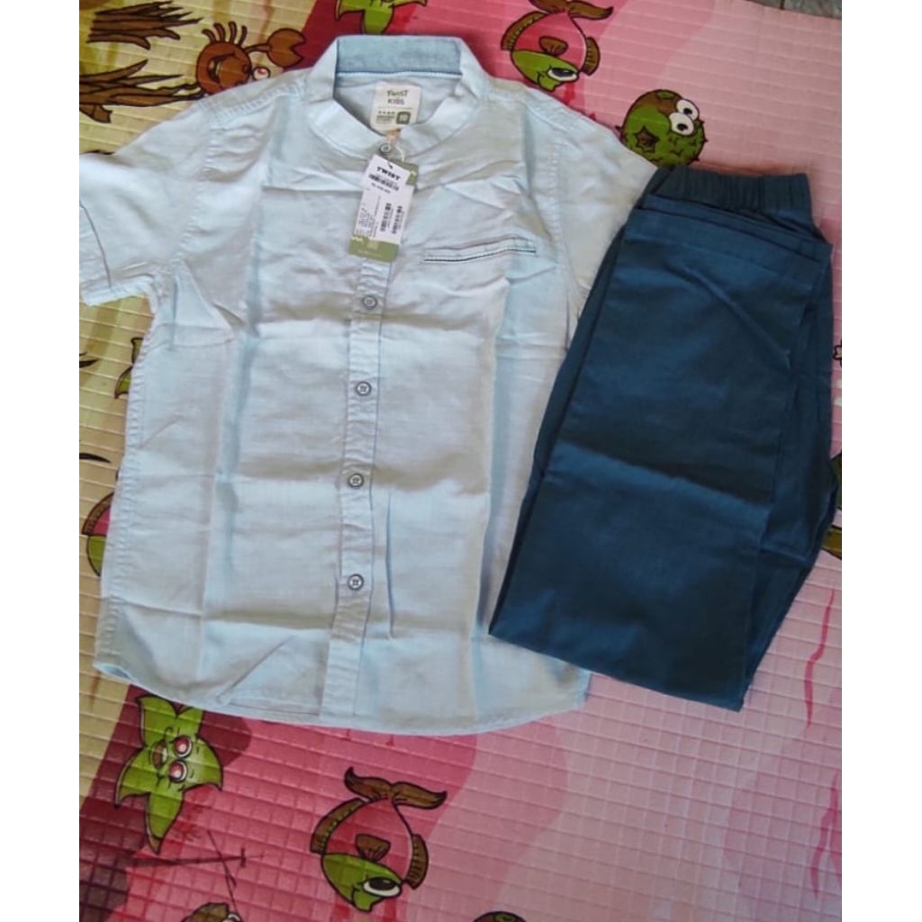 koko anak ori twist kids size 10 variasi warna teal blue