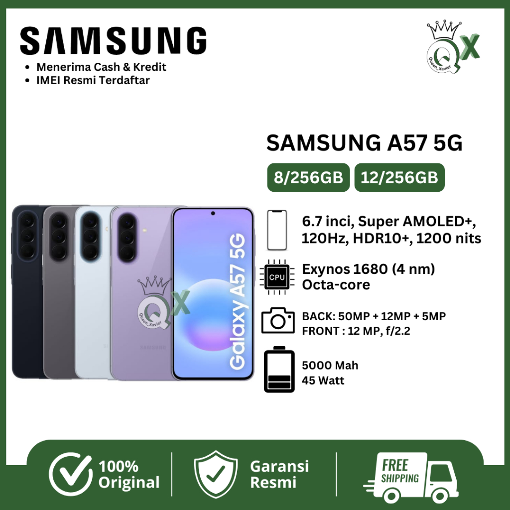 SAMSUNG GALAXY A57 5G RAM 8/128GB 8/256GB 12/256GB GARANSI RESMI 12 BULAN