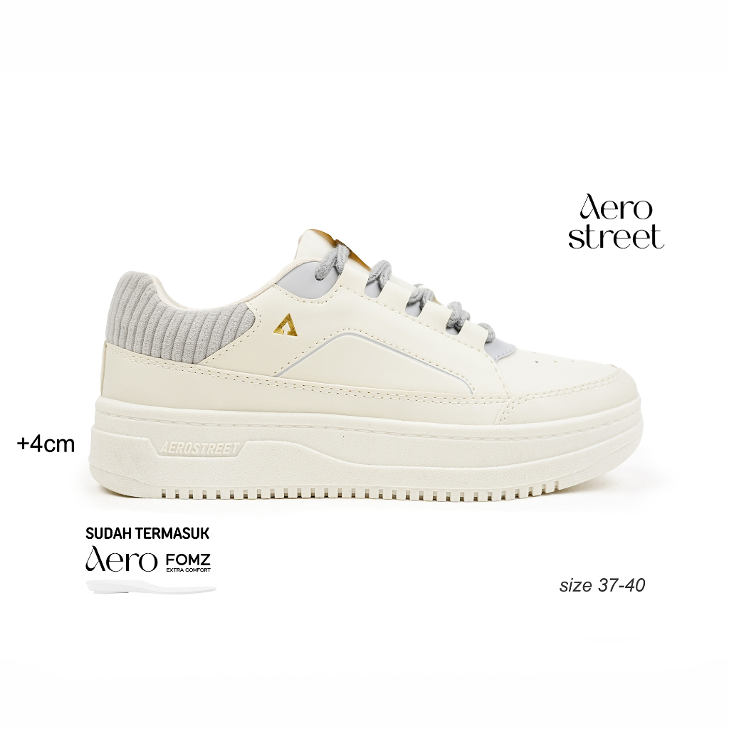 Aerostreet 37-40 Olivia Natural Natural Abu Muda - Sepatu Sneakers Wanita