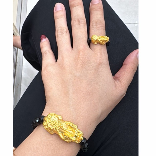 gelang liontin pixiu simple elegant emas asli 24k