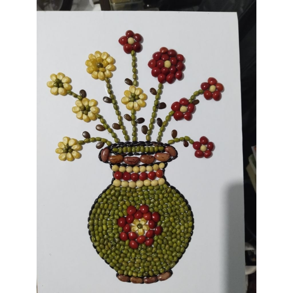 Kolase biji bijian bunga vas kerajinan