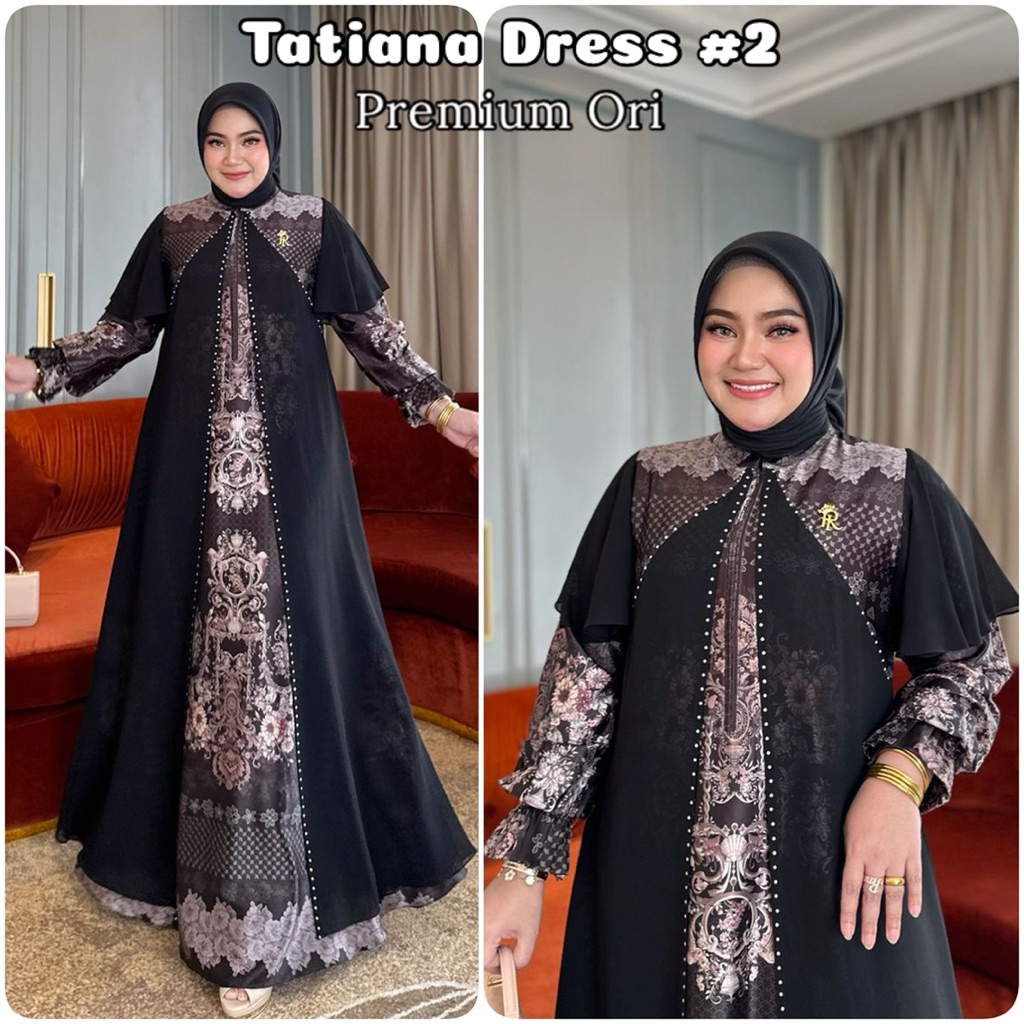 Ulfa Gallery Tatiana Dress by Irna Emerald - Gamis Premium Mewah Silk Motif Etnik Eksklusif - Baju K