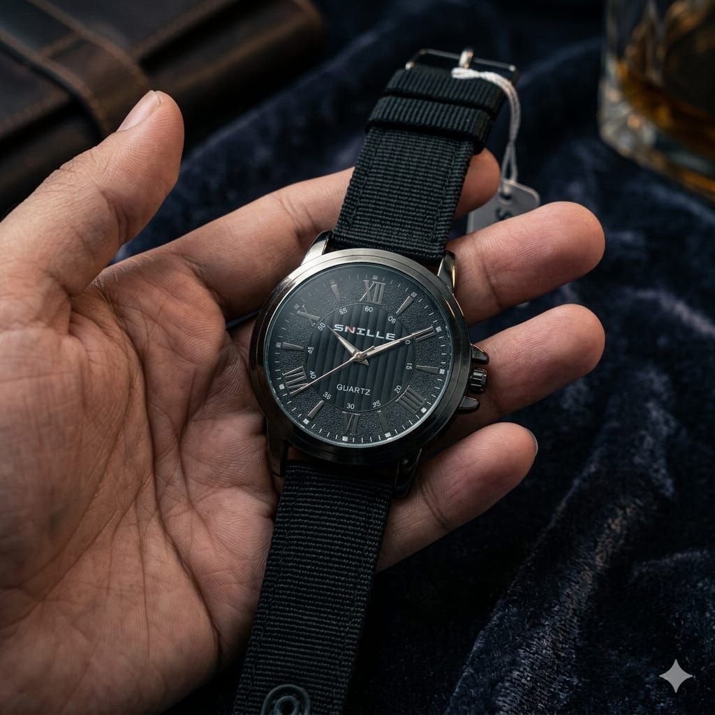 Jam tangan pria tali kain/kanvas