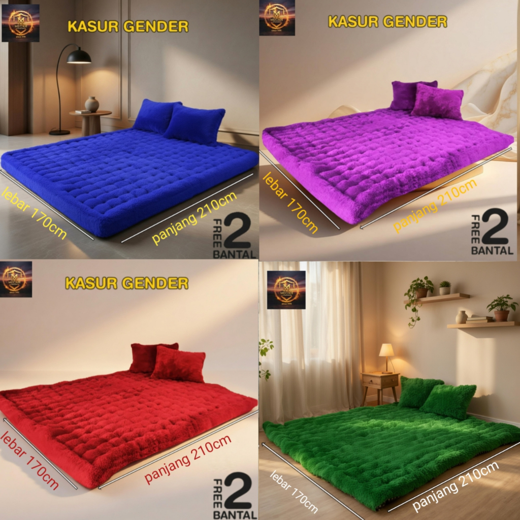 Kasur Lantai Matras Bulu Rasfur Empuk Tebal Free 2 Bantal Ukuran 180x200 Extra Jumbo