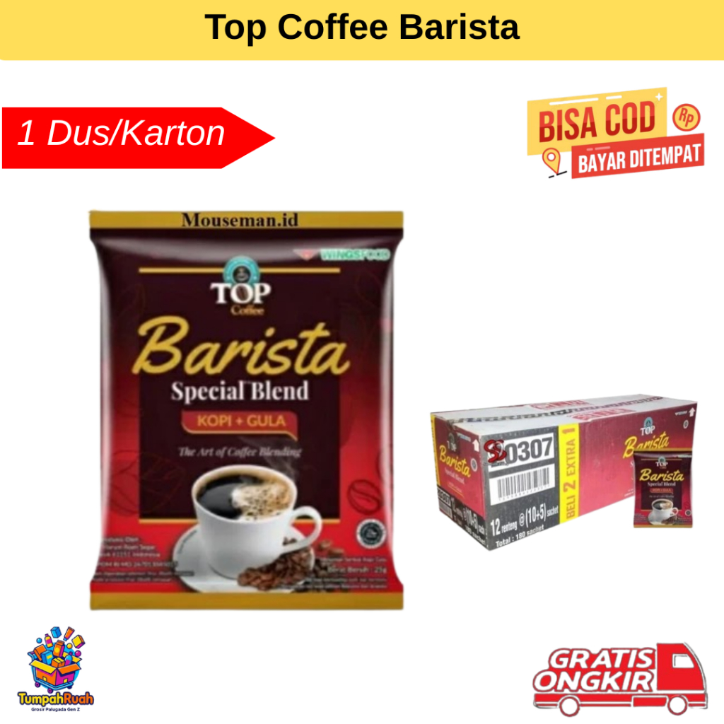 Top Coffee Barista 1 Dus Isi 120 Pcs (12 Renteng) - Kopi Susu Instan Kental Harum Harga Grosir