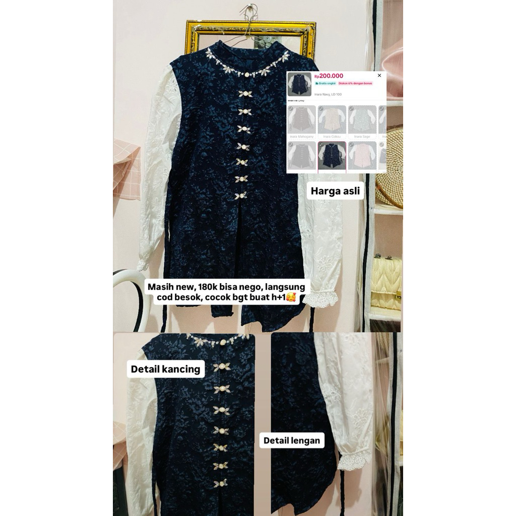 kebaya modern navy
