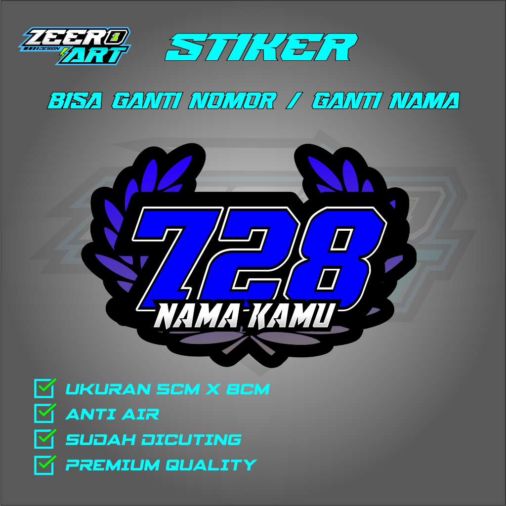 CUSTOM STIKER NOMOR MODEL DAUN / STIKER VIRAL NOMOR START - ZEERO ART