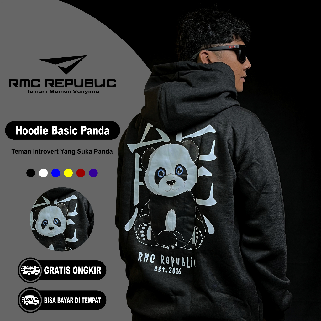 RMC Republic Sweater Hodie Panda Tulisan Jepang Style Oversize Hoodie Pria Jumbo