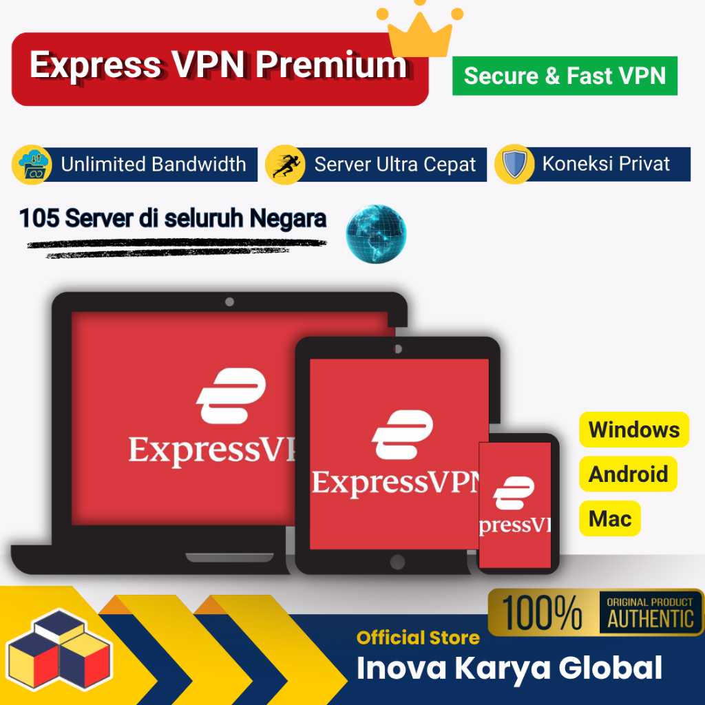 Express Original 1 Bulan VPN Super Cepat - Premium Account Private Network Unlimited Bandwidth