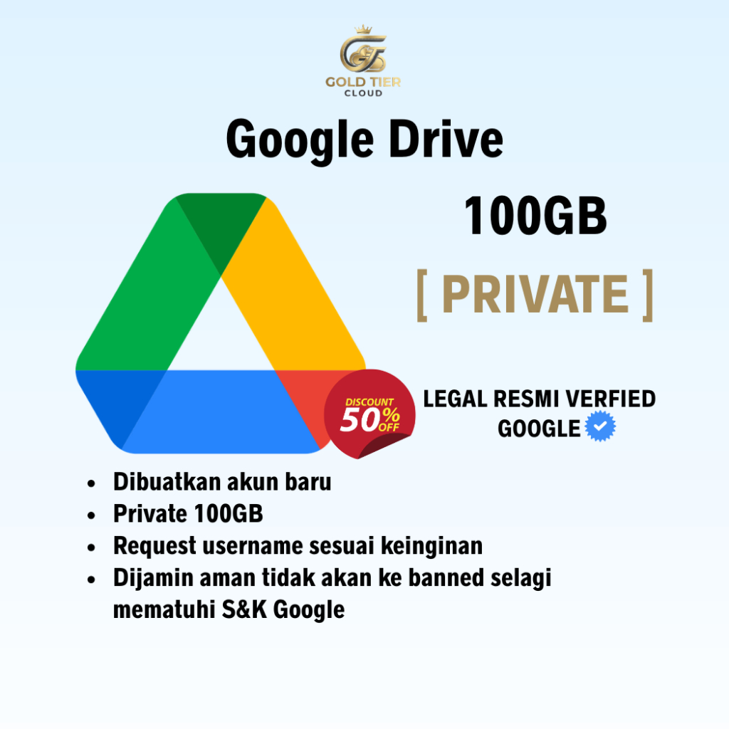 GDrive - Private Kapasitas 100GB Private Storage Resmi Bergaransi