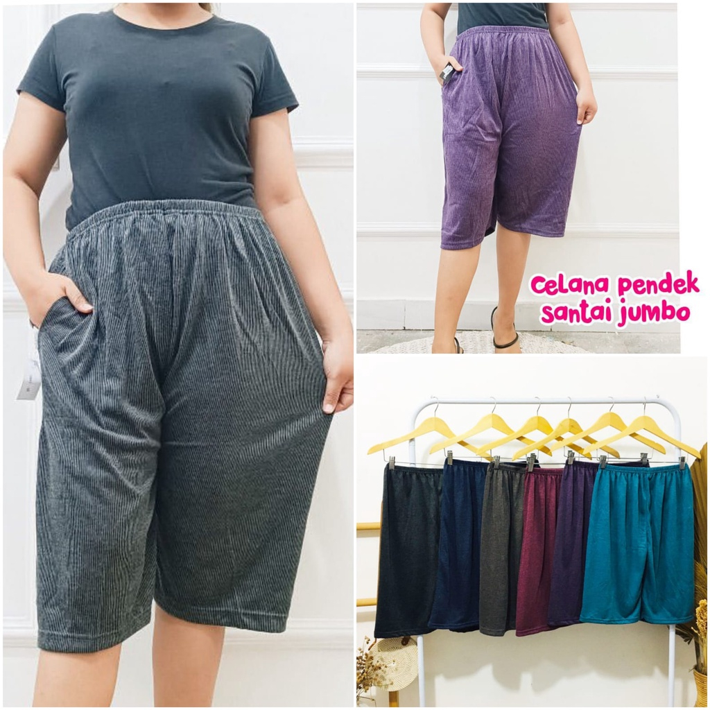 Promo 3pcs Celana Kolor Wanita Jumbo Pendek Melar Nyaman Adem Bahan Silma