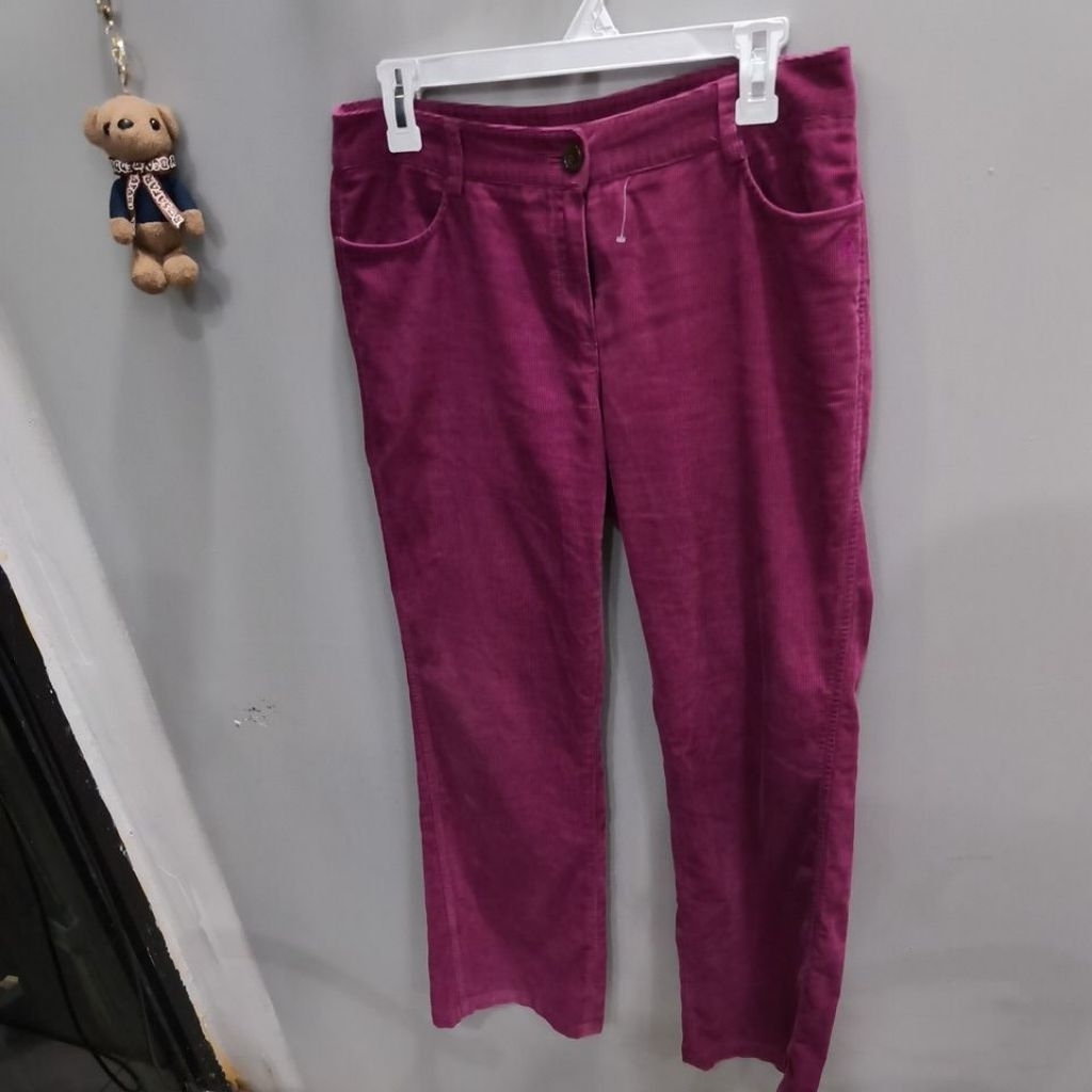 celana panjang corduroy bean pole ungu burgundy prelovd