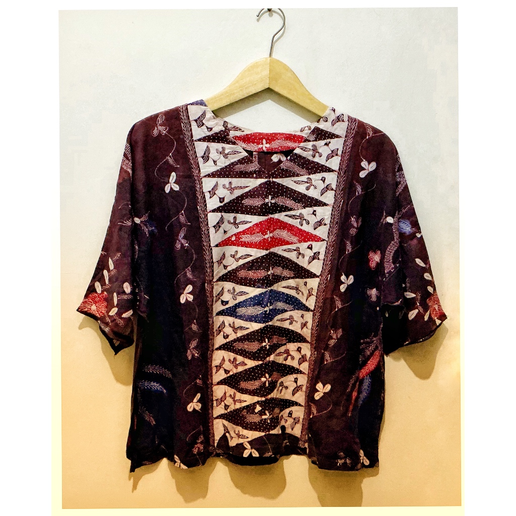 Blus Batik Jumbo Wanita Rayon Lengan Pendek