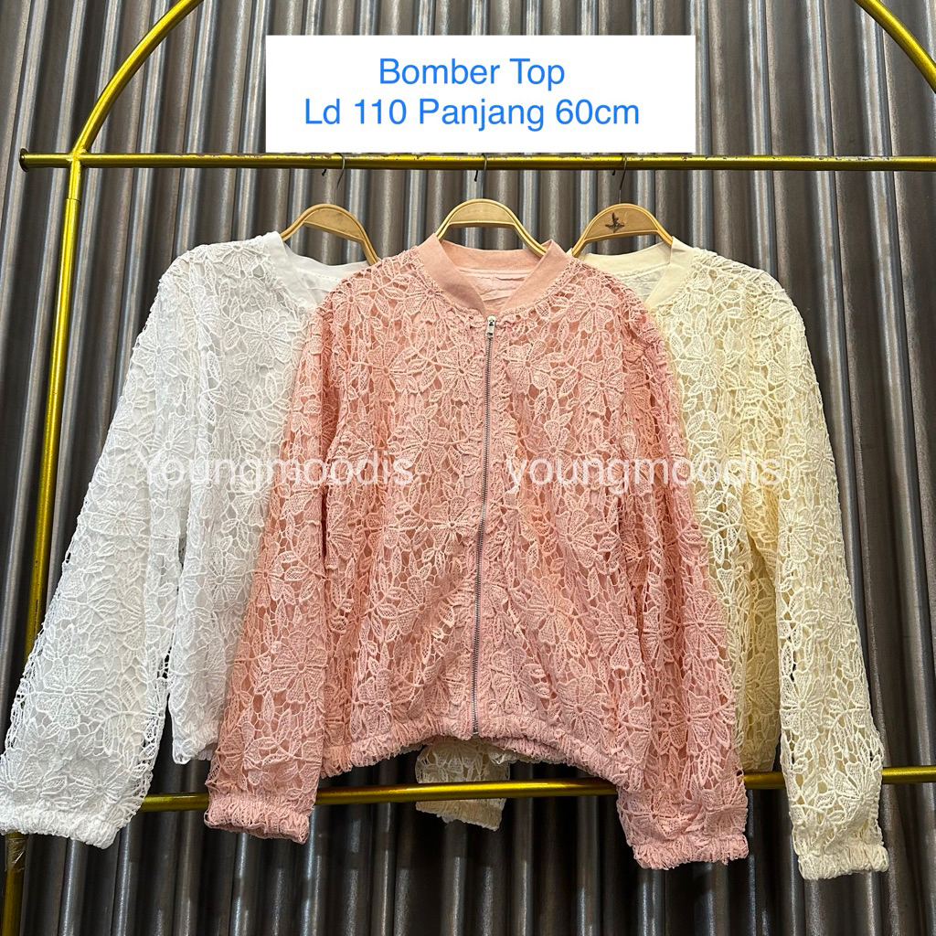 Youngmoodis atasan wanita jaket bomber sweater bordir