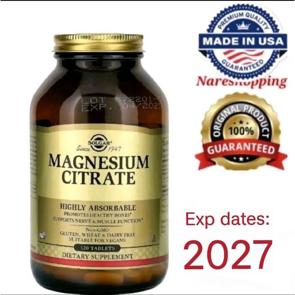 Solgar Magnesium Citrate, 120 Tablets USA