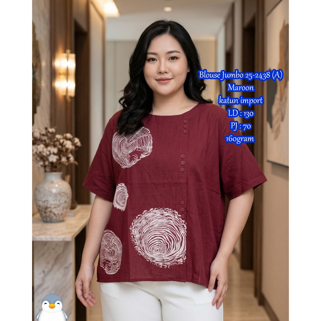 Blouse Jumbo 25-2438 Bahan katun import LD : 130