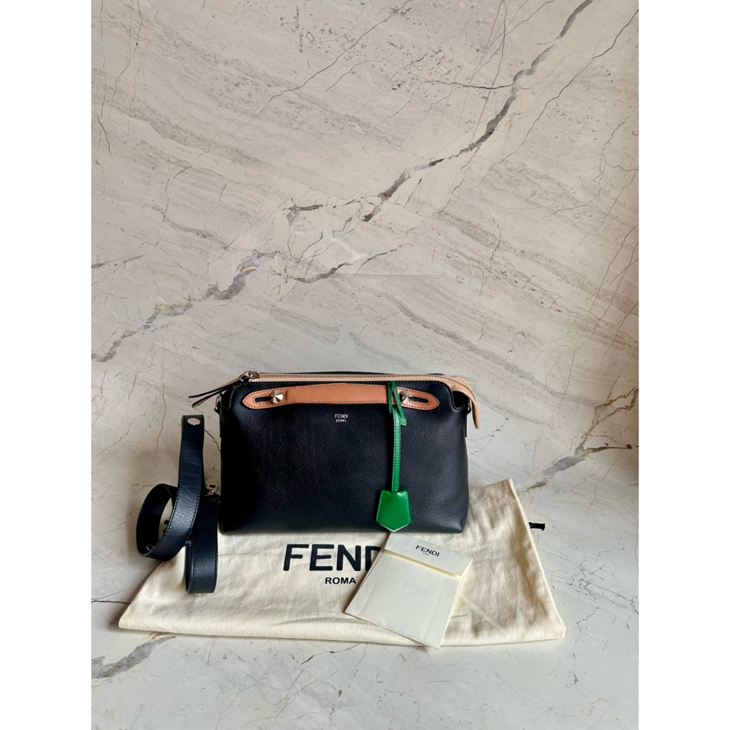 Preloved fendi btw by the way small medium black 2017 multicolor shoulder authentic bag