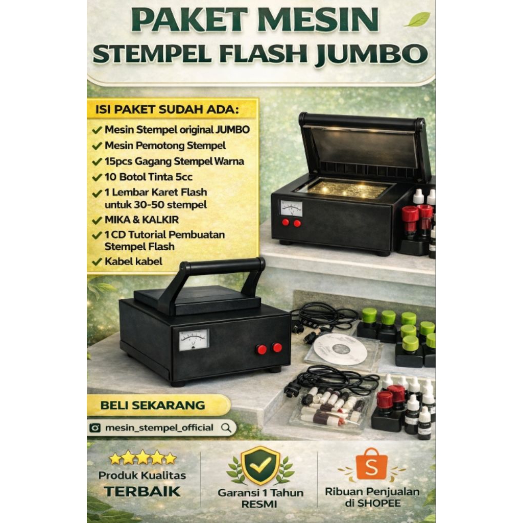 Mesin Stempel Flash 4 lampu Full Premium Jumbo setara 8 lampu lurus