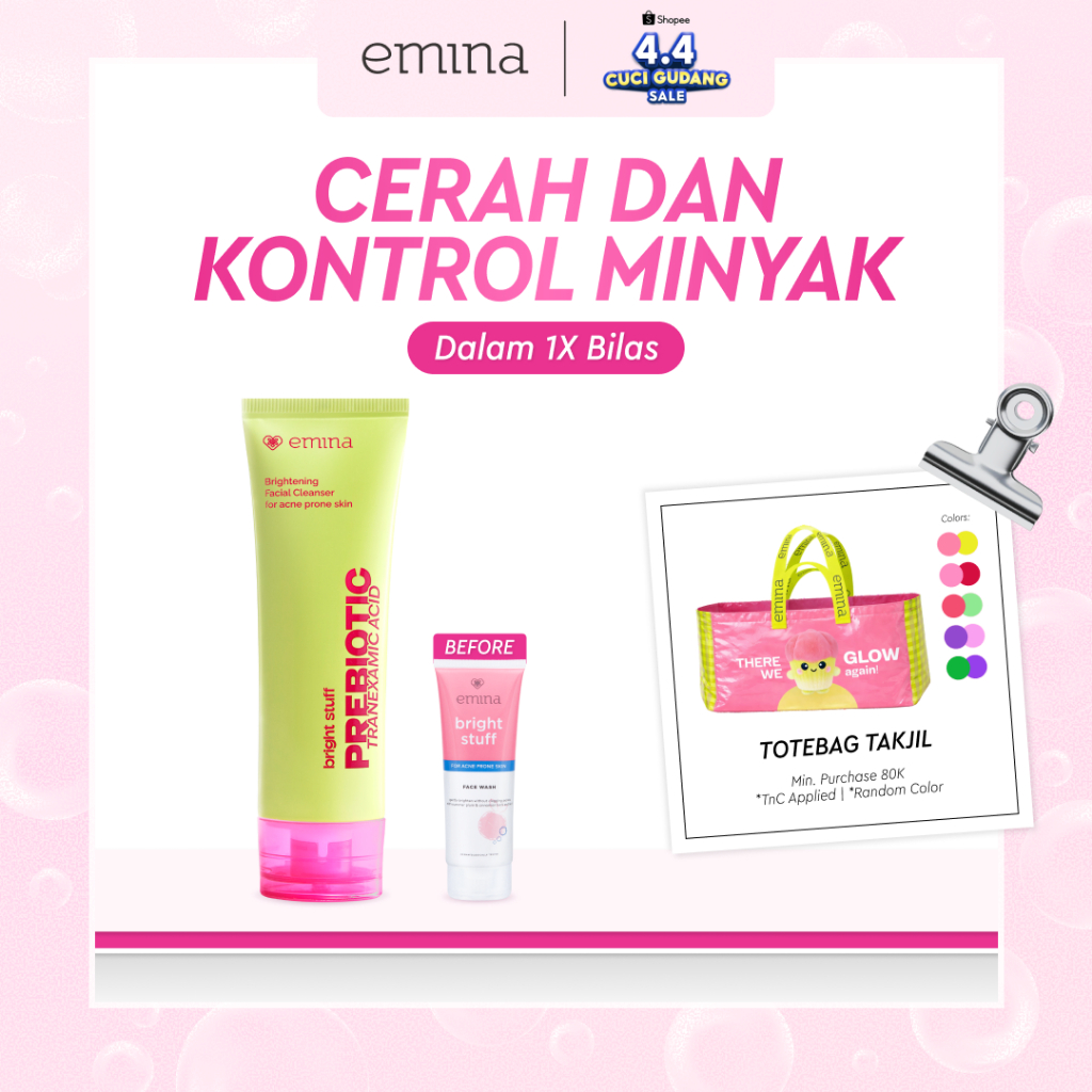 NEW Emina Prebiotic Tranexamic Acid Brightening Face Wash for Acne Prone Skin 50ml 100ml - Sabun Muk