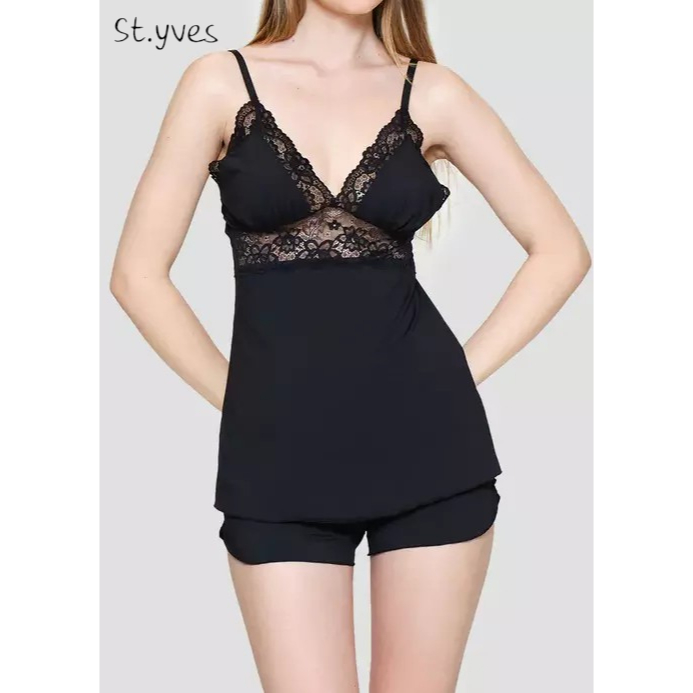 Baju Tidur Wanita Model lingerie ST YVES Tanpa Kawat Mix Lace Pakaian Dalam Underwear SY2761BLK