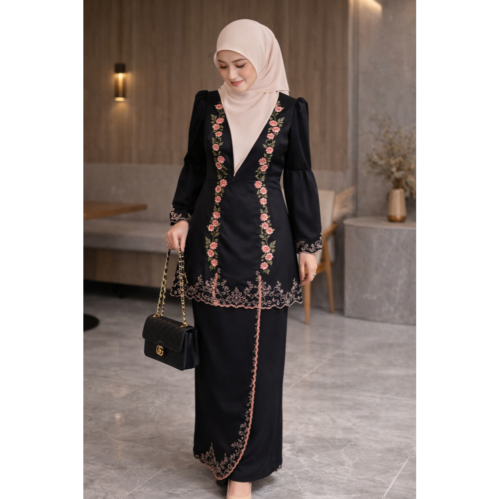 Baju Kurung Bordir Peach Galaxy Nida Anti UV