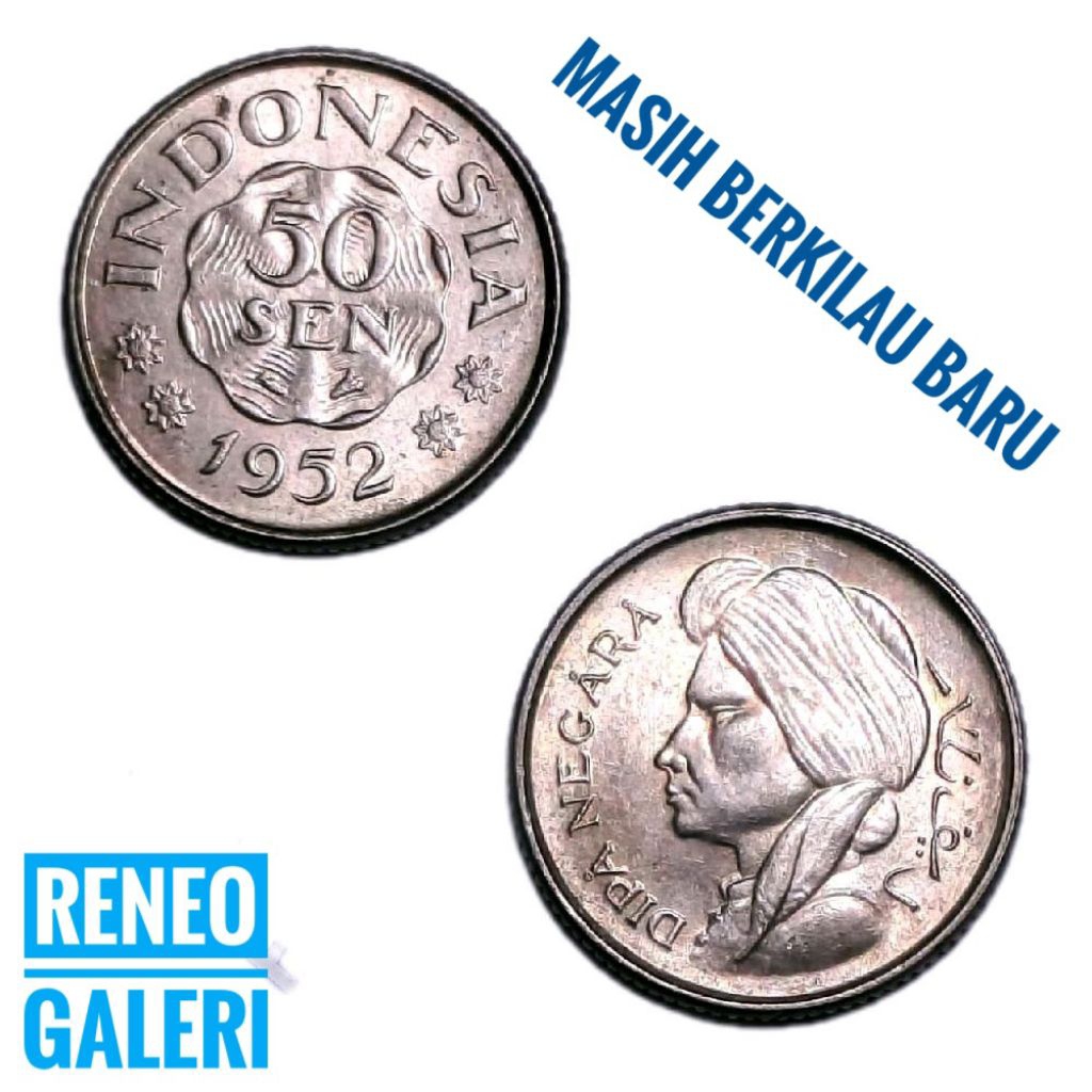 Berkilau Koin 50 Sen Diponegoro Dipanegara Tahun 1952 1955 1957 tanpa 1954 Uang Logam Indonesia Kuno