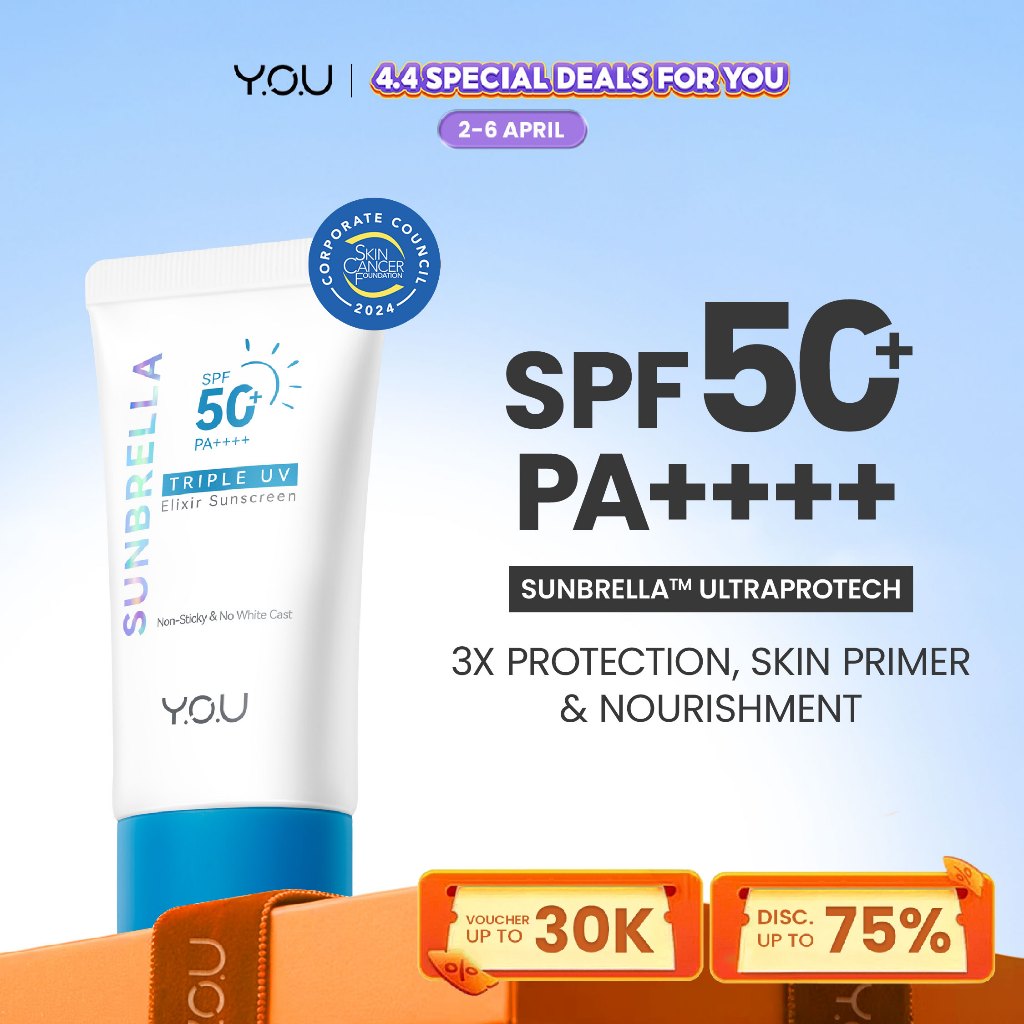 [RESTOCK] YOU Sunbrella Triple UV Elixir Sunscreen SPF50+ PA++++ Tabir Surya Oil Control untuk Kulit