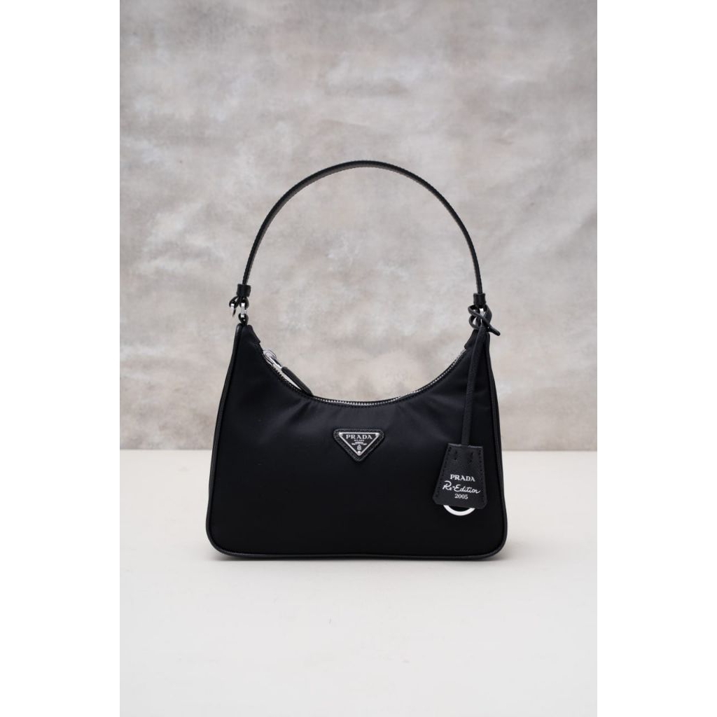 Prada Re-Edition 2005 Re-Nylon and Saffiano Mini Bag Black Shw