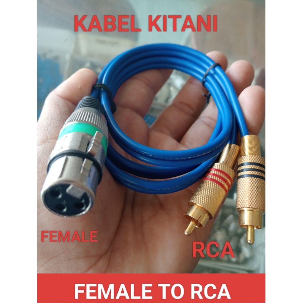 JUAL KELENGKAPAN KABEL AUDIO JEK XLR FEMALE TO RCA GOL R/L KABEL KITANI
